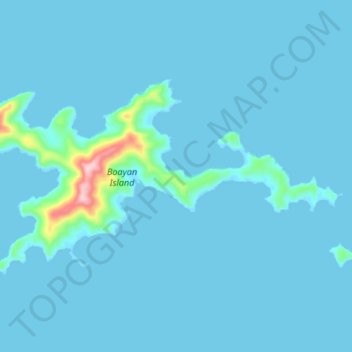 Topografische kaart Boayan Island, hoogte, reliëf