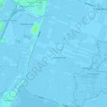 Topografische kaart Zuidschermer, hoogte, reliëf