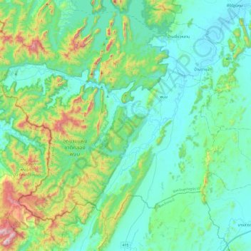 Topografische kaart อำเภอพนม, hoogte, reliëf