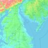 Topografische kaart Delaware, hoogte, reliëf