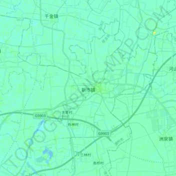 Topografische kaart 新市镇, hoogte, reliëf