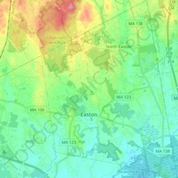 Topografische kaart Easton, hoogte, reliëf
