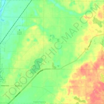 Topografische kaart Howard Township, hoogte, reliëf