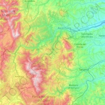 Topografische kaart Tronto, hoogte, reliëf