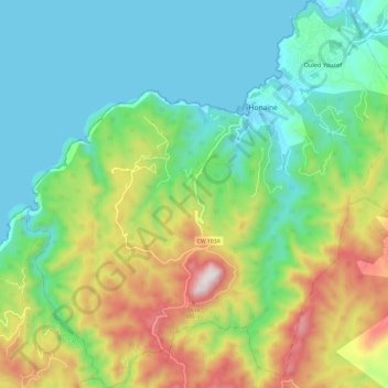 Topografische kaart Honaïne, hoogte, reliëf