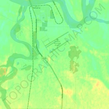 Topografische kaart Nenana, hoogte, reliëf