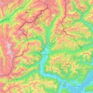 Topografische kaart Toce / Tosa, hoogte, reliëf