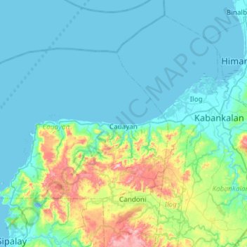 Topografische kaart Cauayan, hoogte, reliëf