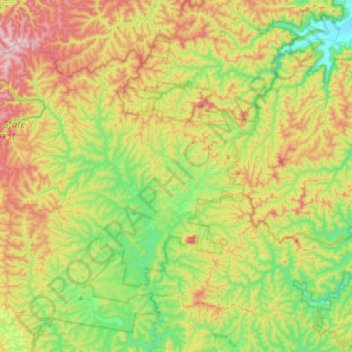 Topografische kaart Howes Valley, hoogte, reliëf