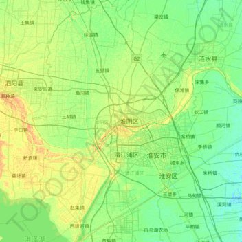 Topografische kaart 淮阴区, hoogte, reliëf
