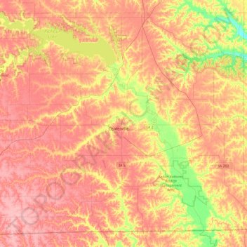 Topografische kaart Appanoose County, hoogte, reliëf