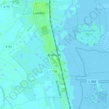 Topografische kaart Krempel, hoogte, reliëf
