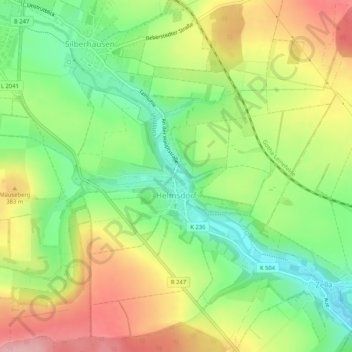 Topografische kaart Helmsdorf, hoogte, reliëf