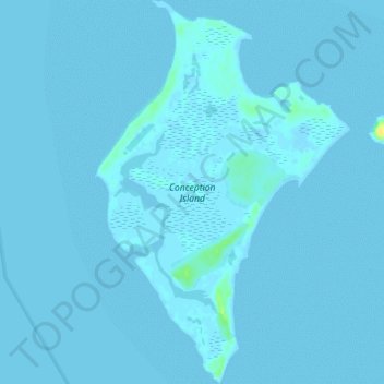 Topografische kaart Conception Island, hoogte, reliëf