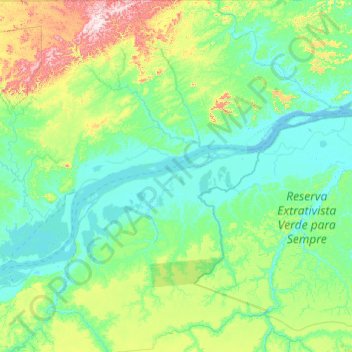 Topografische kaart Prainha, hoogte, reliëf