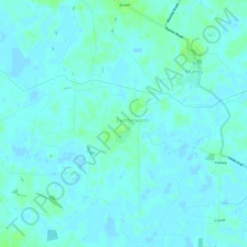 Topografische kaart Cumberworth, hoogte, reliëf