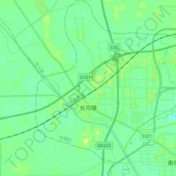 Topografische kaart 长沟镇, hoogte, reliëf