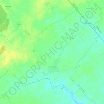 Topografische kaart Tourailles, hoogte, reliëf