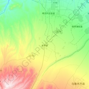 Topografische kaart 永丰镇, hoogte, reliëf