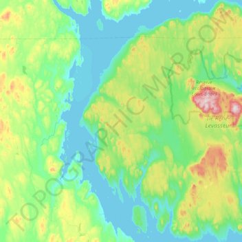 Topografische kaart René-Levasseur Island, hoogte, reliëf