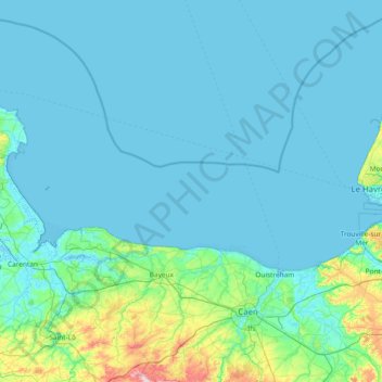Topografische kaart Baie de Seine, hoogte, reliëf