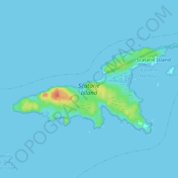 Topografische kaart Scatarie Island, hoogte, reliëf