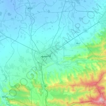 Topografische kaart Ghaemshahr County, hoogte, reliëf