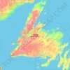 Topografische kaart Neufundland, hoogte, reliëf