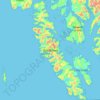 Topografische kaart Dall Island, hoogte, reliëf