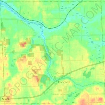 Topografische kaart Concord Township, hoogte, reliëf