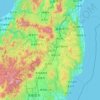 Topografische kaart Préfecture de Fukushima, hoogte, reliëf