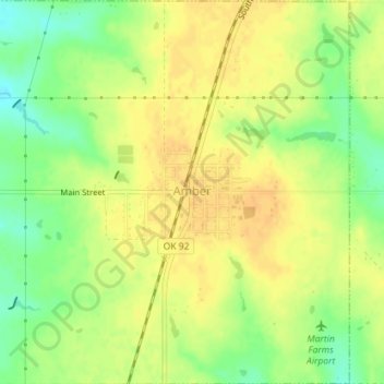 Topografische kaart Amber, hoogte, reliëf