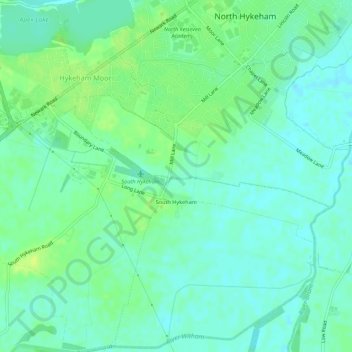 Topografische kaart South Hykeham, hoogte, reliëf