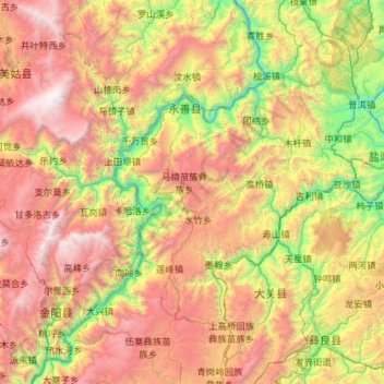 Topografische kaart 永善县, hoogte, reliëf
