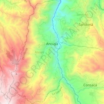 Topografische kaart Ancuya, hoogte, reliëf