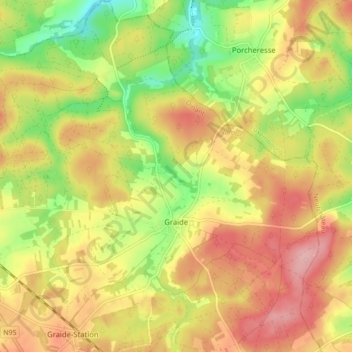 Topografische kaart Graide, hoogte, reliëf