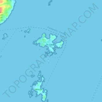 Topografische kaart Îles Lavezzi, hoogte, reliëf