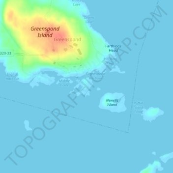 Topografische kaart Ship Island, hoogte, reliëf