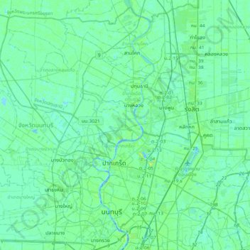 Topografische kaart นนทบุรี, hoogte, reliëf