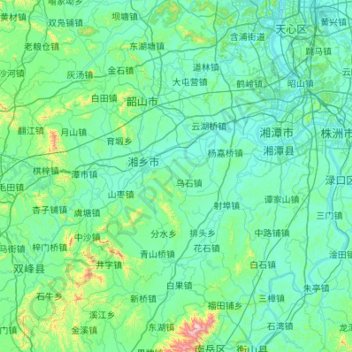 Topografische kaart 湘潭市, hoogte, reliëf