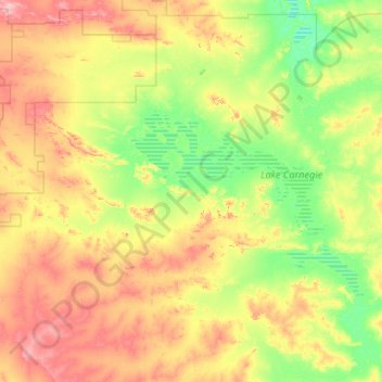 Topografische kaart Lake Carnegie, hoogte, reliëf