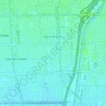 Topografische kaart East Compton, hoogte, reliëf