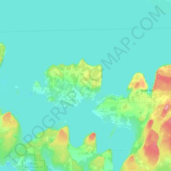 Topografische kaart Gordon/Barrie Island, hoogte, reliëf