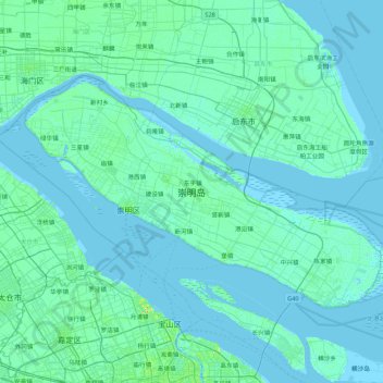 Topografische kaart 崇明岛, hoogte, reliëf