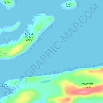 Topografische kaart Newfoundland Tickle, hoogte, reliëf
