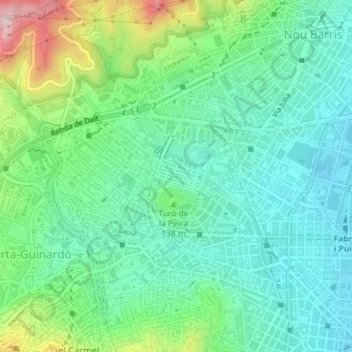 Topografische kaart Can Peguera, hoogte, reliëf