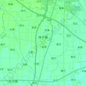 Topografische kaart 埠子镇, hoogte, reliëf