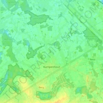 Topografische kaart Kampenhout, hoogte, reliëf
