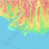 Topografische kaart Lyngdal, hoogte, reliëf