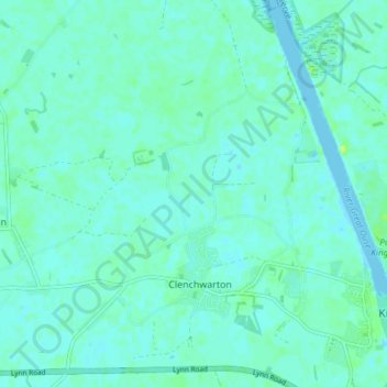 Topografische kaart Clenchwarton, hoogte, reliëf